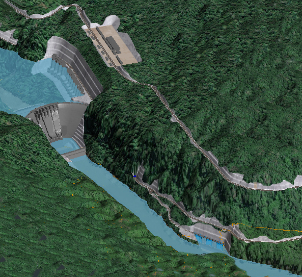 Santiago Hydroelectric Project 3D Model - Downstream View.