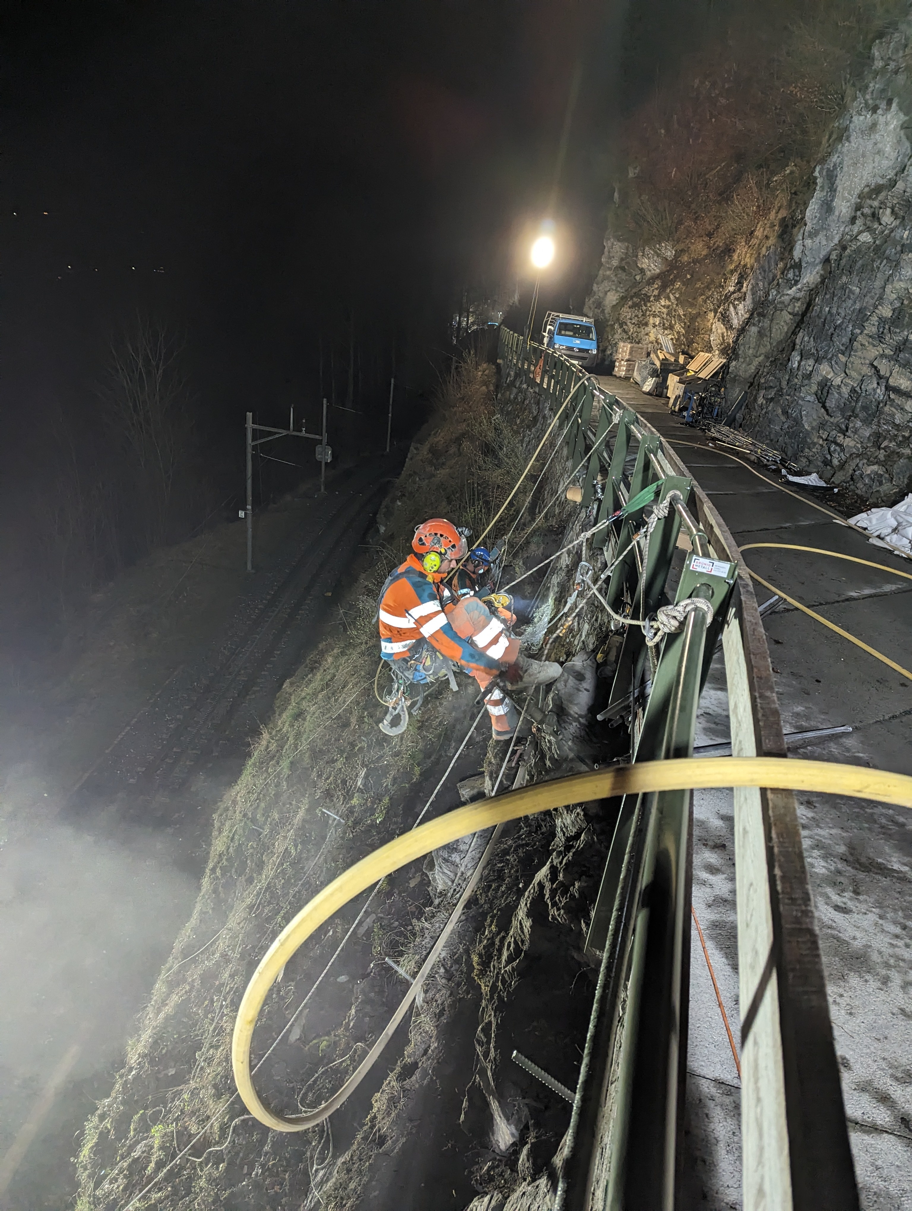 Nachtarbeit am hängenden Seil, Chäppeli (Lungern, OW)